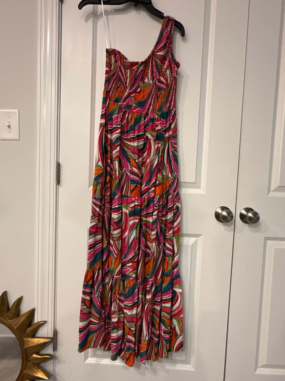 Abel the Label Anthropologie Kelissa One Shoulder Floral Smocked Maxi Dress Size